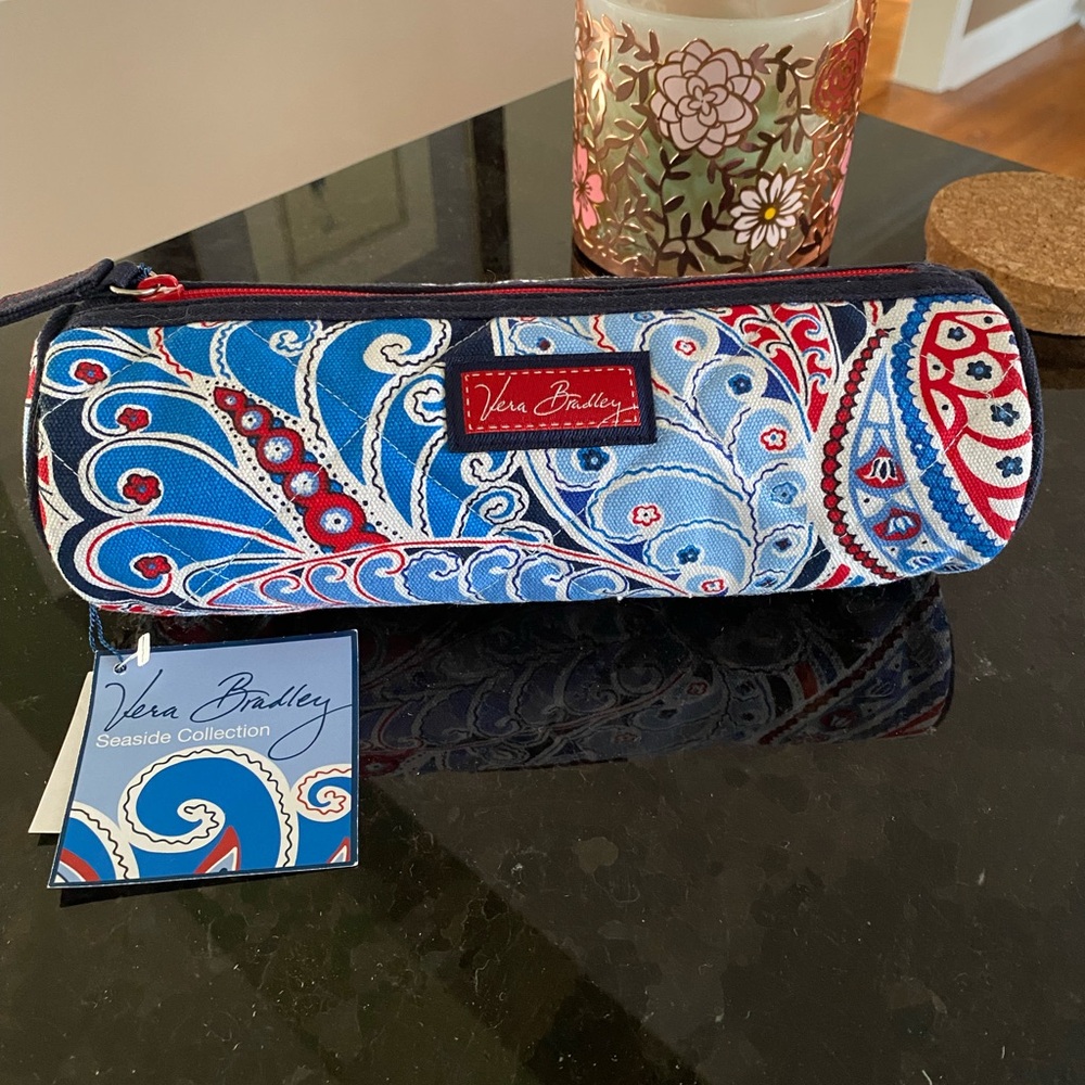 Vera Bradley Blue and Red Paisley Pencil or Make Up Case